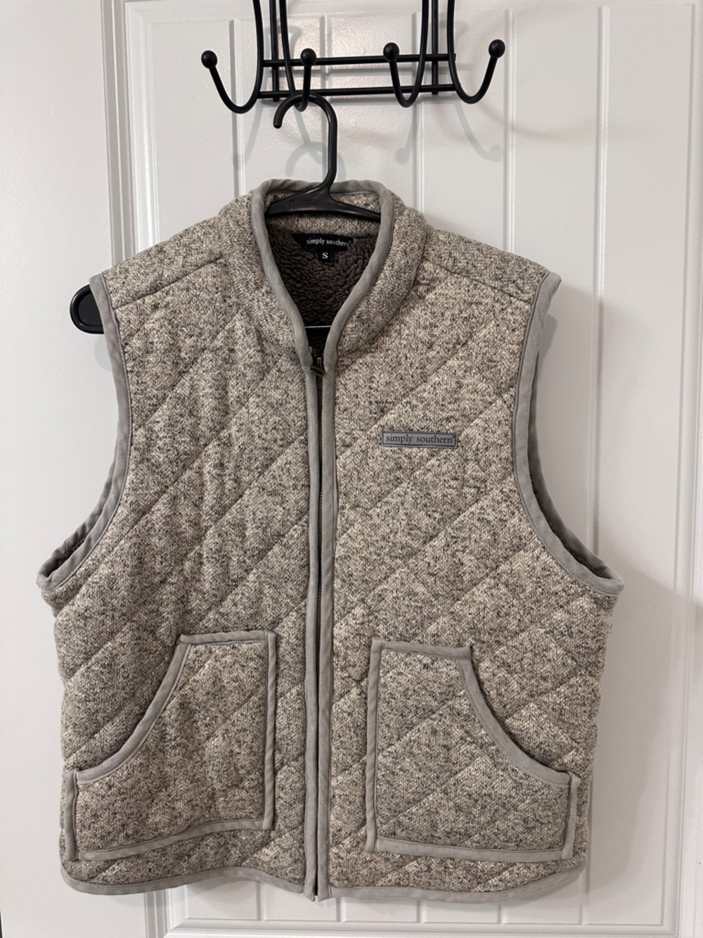 Simply Southern Quilted Fleece Vest in Heather Taupe